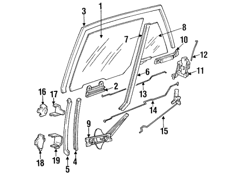 1990 Pontiac Sunbird Window Regulator, Passenger Side Diagram for 20319264