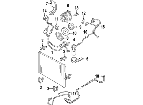 2000 Oldsmobile Silhouette A/C Condenser, Compressor & Lines Diagram