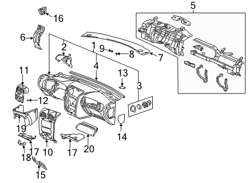 2006 GMC Envoy XL Upper Panel, Gray Diagram for 15891497
