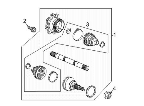 2024 Chevy Silverado 3500 HD Axle Assembly, Front Diagram for 86506639