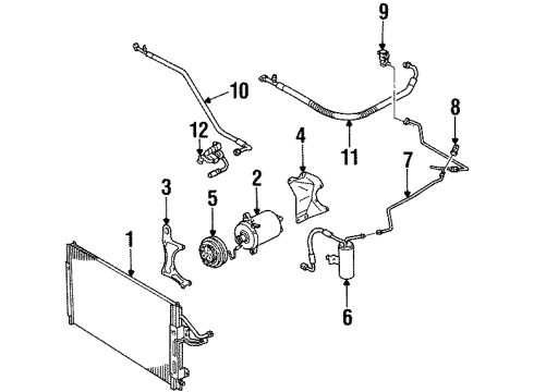 1999 Saturn SL2 A/C Condenser, Compressor & Lines Diagram