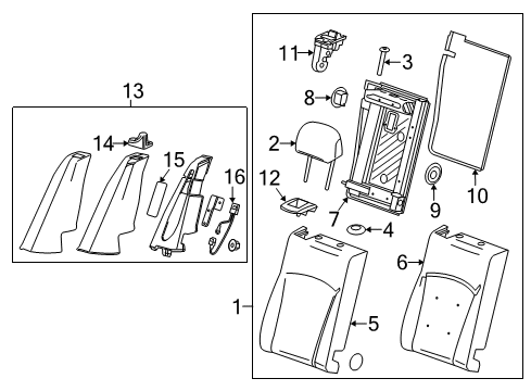 2020 Chevy Impala Rear Seat Components Diagram 1 - Thumbnail