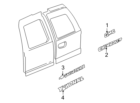 2003 Cadillac Escalade ESV Exterior Trim - Back Door Diagram