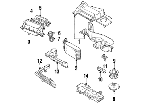 1994 Pontiac Grand Prix A/C Evaporator & Heater Components Diagram