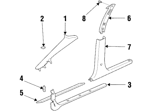 2002 Pontiac Grand Prix Interior Trim - Pillars, Rocker & Floor Diagram