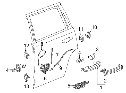 2020 Cadillac Escalade ESV Rear Door - Lock & Hardware Diagram