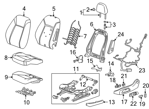 2019 Buick Regal TourX Driver Seat Components Diagram 5 - Thumbnail