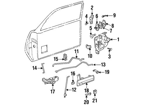 1994 Pontiac Grand Am Front Door - Lock Hardware Diagram