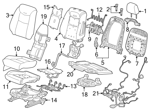 2024 Cadillac XT6 Driver Seat Components Diagram