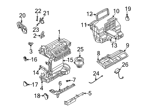 2004 Pontiac Montana A/C Evaporator & Heater Components Diagram