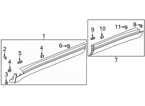 2022 Cadillac Escalade Exterior Trim - Pillars Diagram