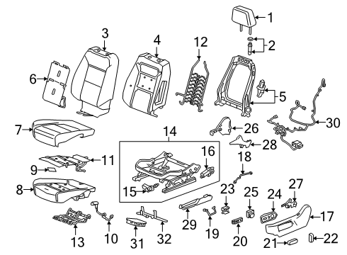 2023 Chevy Silverado 1500 Driver Seat Components Diagram