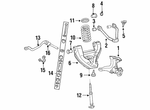 1994 Chevy C3500 Front Suspension, Control Arm Diagram 4 - Thumbnail