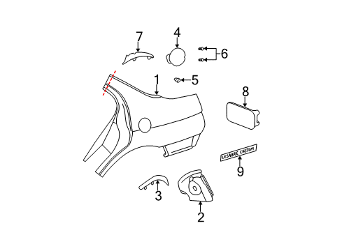 2005 Buick LeSabre Quarter Panel & Components Diagram