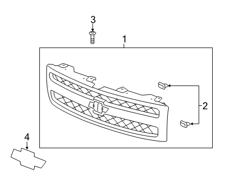 2014 Chevy Silverado 2500 HD Grille & Components Diagram
