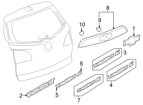 2017 Chevy Traverse Exterior Trim - Lift Gate Diagram
