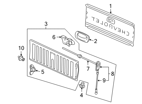 2004 Chevy Silverado 1500 Tail Gate, Body Diagram 5 - Thumbnail