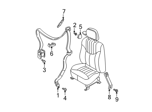 2005 Pontiac Grand Am Front Seat Belts Diagram