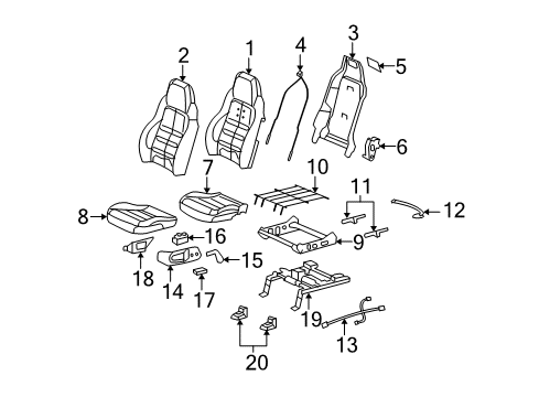 2008 Chevy Corvette Driver Seat Components Diagram