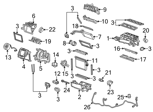 2014 Chevy Camaro A/C Evaporator & Heater Components Diagram