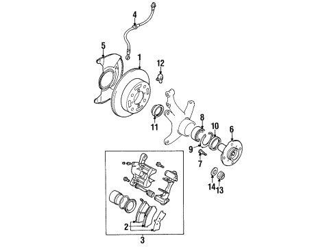 2000 Chevy Metro Caliper Piston Diagram for 96062426
