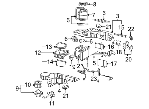 2012 Cadillac Escalade EXT A/C Evaporator & Heater Components Diagram