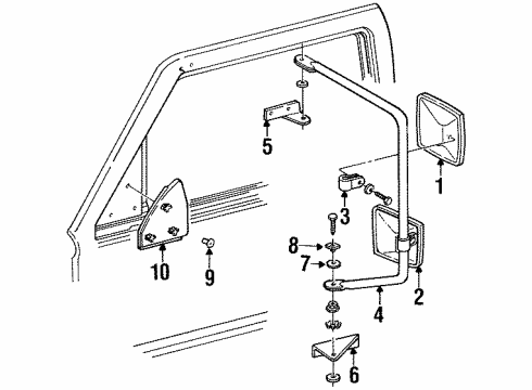 1990 GMC C3500 Outside Mirrors Diagram