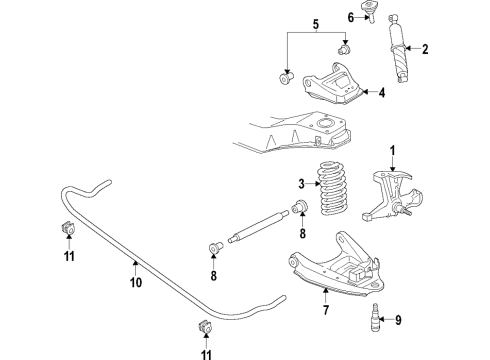 2017 Chevy Express 2500 Front Suspension Components, Lower Control Arm, Upper Control Arm, Stabilizer Bar Diagram