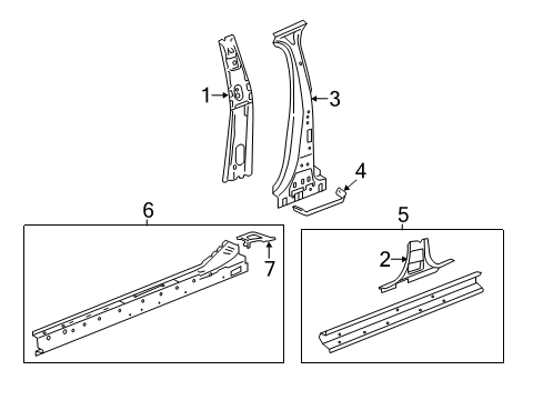 2020 Chevy Impala Center Pillar & Rocker Diagram
