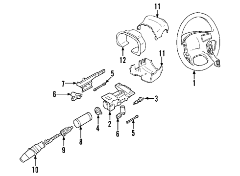 2010 Cadillac DTS Steering Column, Steering Wheel & Trim Diagram 3 - Thumbnail