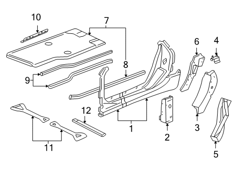 2008 Cadillac XLR Aperture Panel, Floor, Hinge Pillar, Lock Pillar Diagram