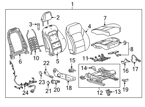 2021 Chevy Malibu Passenger Seat Components Diagram