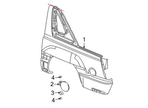 2005 Cadillac Escalade EXT Quarter Panel & Components Diagram