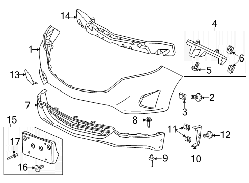 2021 Chevy Equinox Bumper & Components - Front Diagram 1 - Thumbnail