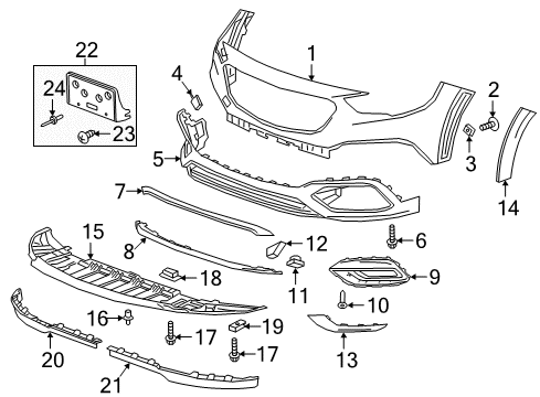 2020 Buick Regal TourX Front Bumper Diagram