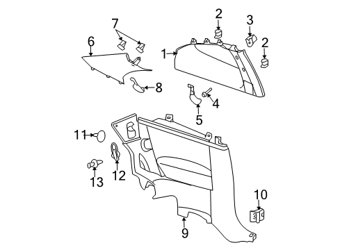 2005 Chevy Cobalt Interior Trim - Quarter Panels Diagram