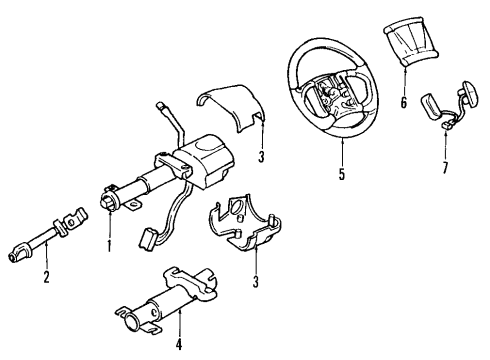 1997 Buick Riviera Steering Column, Steering Wheel & Trim Diagram 1 - Thumbnail