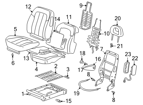 2002 Pontiac Aztek Front Seat Components Diagram