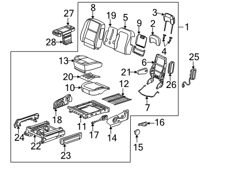 2008 Chevy Uplander Driver Seat Components Diagram