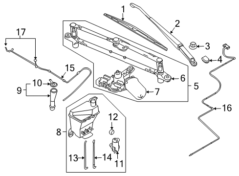 2010 Pontiac G3 Windshield - Wiper & Washer Components Diagram