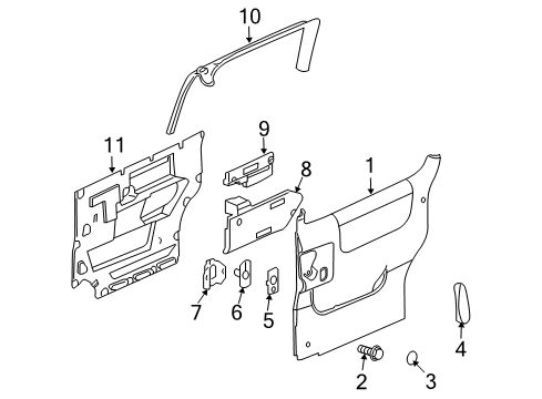 2005 Pontiac Montana Door Trim Panel, Gray, Passenger Side Diagram for 15247779