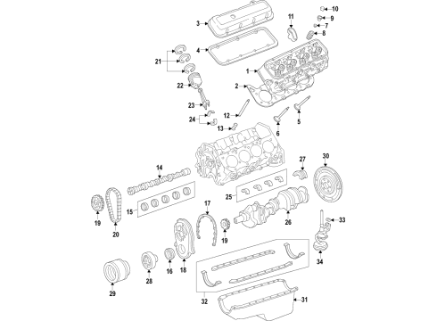 2001 Chevy Express 3500 Camshaft Gear Diagram for 12565699