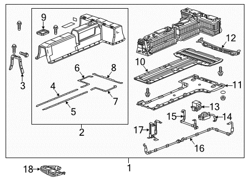 2016 Cadillac ELR Battery Assembly Diagram for 23244536