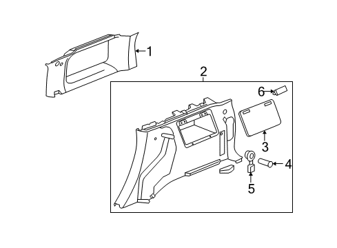 2007 Hummer H3 Interior Trim - Quarter Panels Diagram