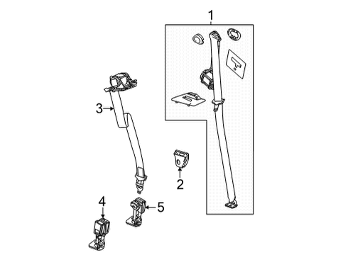 2022 Cadillac Escalade ESV Third Row Seat Belts Diagram