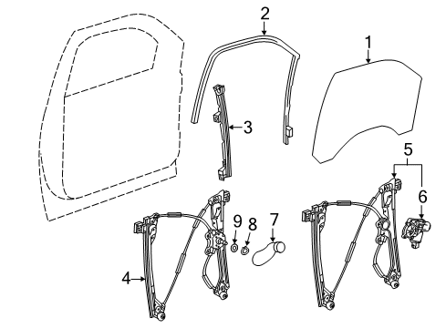 2016 Chevy Silverado 2500 HD Front Door - Glass & Hardware Diagram