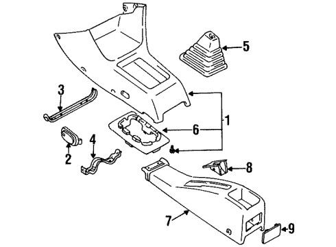1998 Chevy Metro Console Assembly Diagram for 30014265