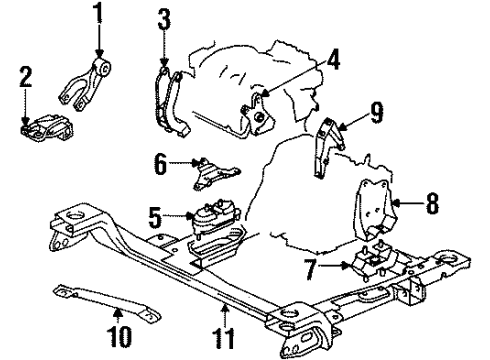 2000 Oldsmobile Silhouette Engine & Trans Mounting Diagram