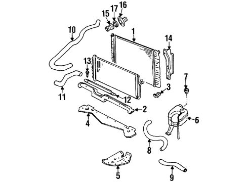2002 Cadillac Eldorado Radiator & Components Diagram