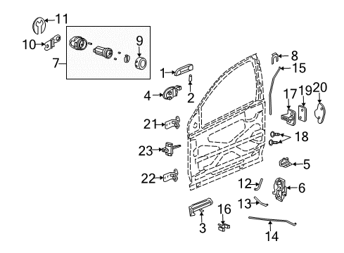 2004 Saturn Ion Striker Plate Diagram for 12451059